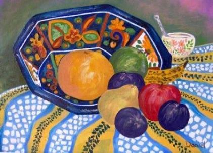 Blue Bowl & Fruits